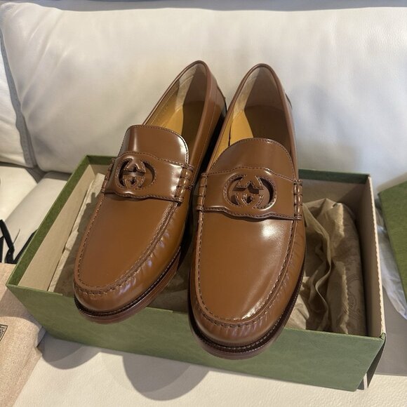 Gucci 738470 Mens Brown Leather Millennial Ribot GG Loafers 13 UK 13.5 US $850 - Picture 6 of 12